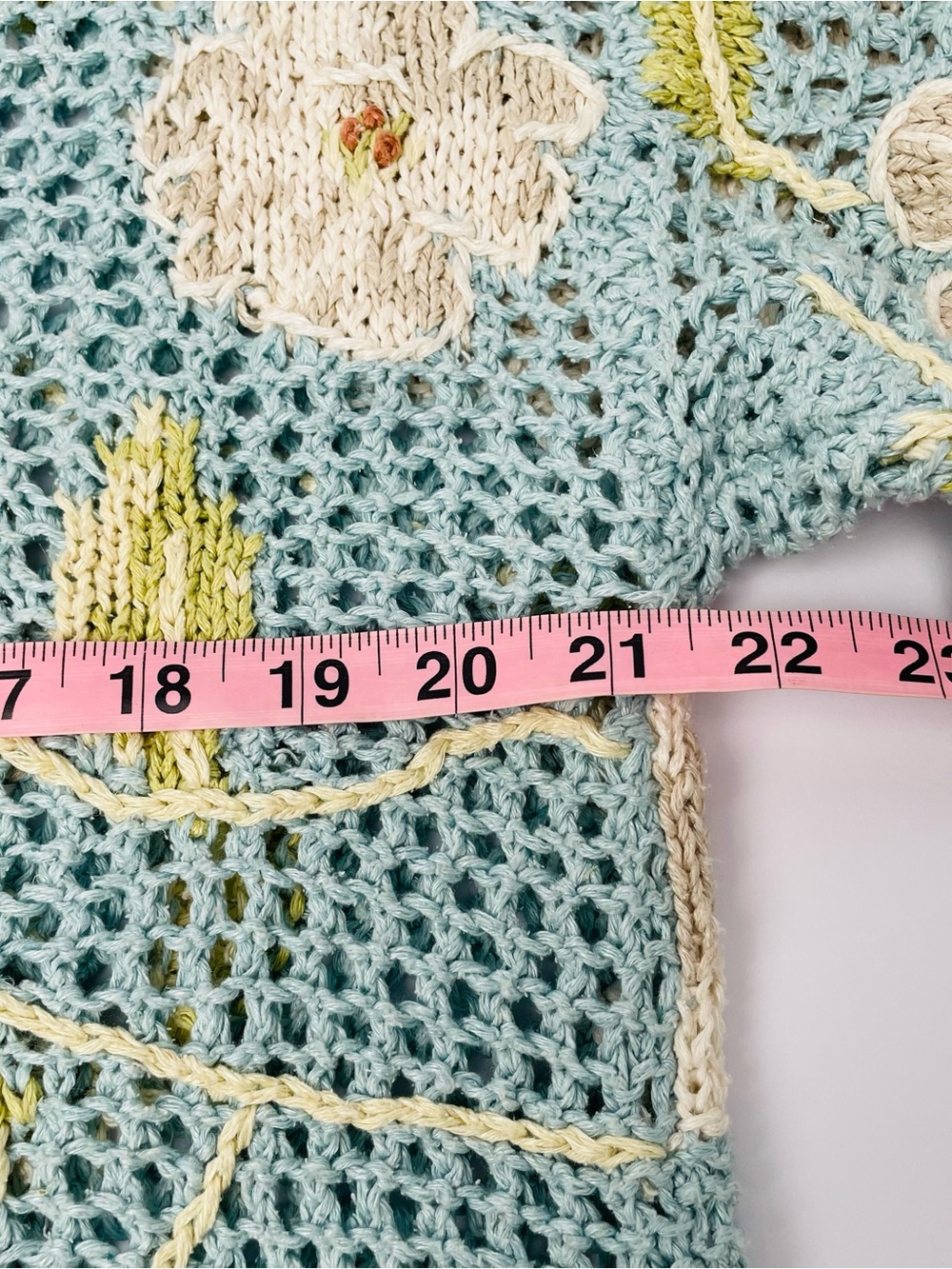 Vintage David Brooks Hand-Knitted Open-Weave Floral Cardigan Linen & Silk Blend - Picture 7 of 8
